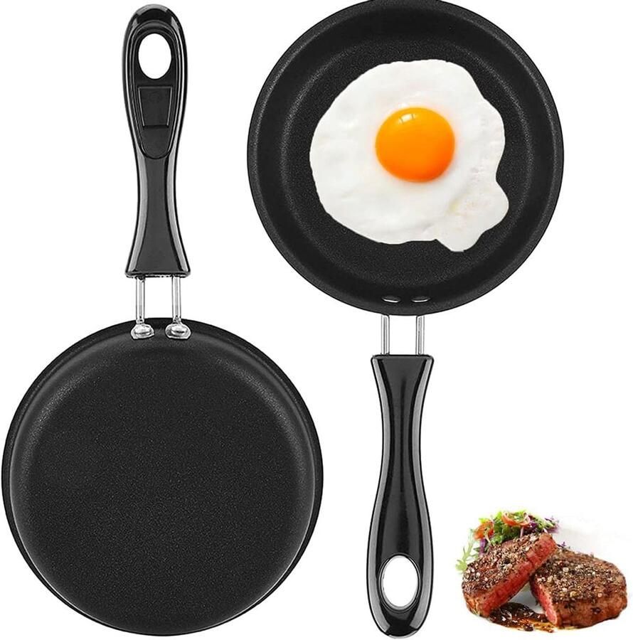 2 mini pannen met antiaanbaklaag Ideaal voor eieren spek en mini-pannenkoeken Veilig en duurzaam