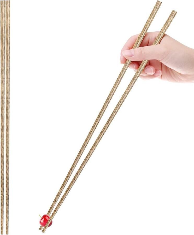 2 paar extra lange houten eetstokjes 42 cm voor Aziatische gerechten herbruikbaar en vaatwasmachinebestendig