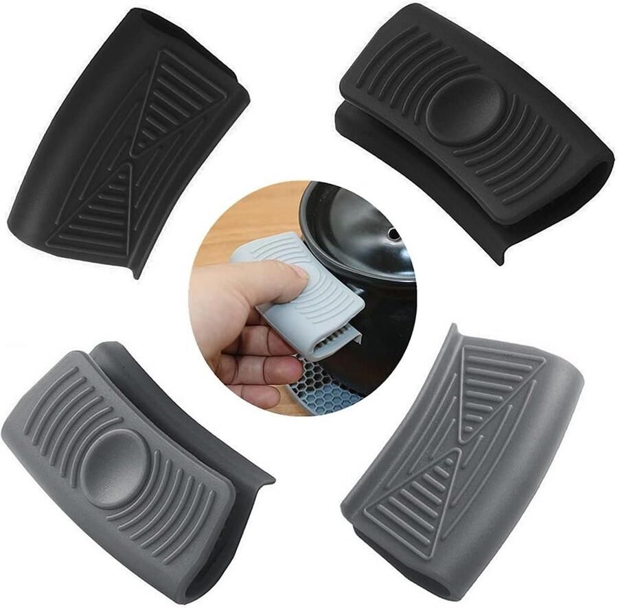 2 Paar Hittebestendige Siliconen Pothouders Antislip Handgreep Clip voor Koken en Grillen
