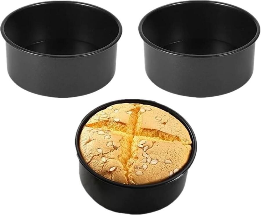 2-Pack 5 Inch Zwarte Cakevormen Mini Cakepannen voor Taart Pizza en Quiche Bakken voor Gezellige Familiebijeenkomsten