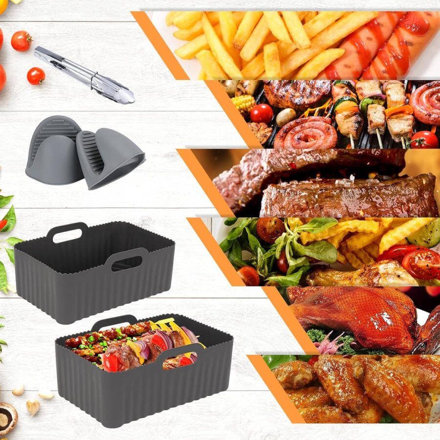 2 Pack Air Fryer Siliconen Liners voor Ninja Foodi Dual Air Fryer Herbruikbare Air Fryer Pot Food Grade Air Fryer Accessoires Compatibel met Ninja DZ201 DZ401 AF300UK AF400UK
