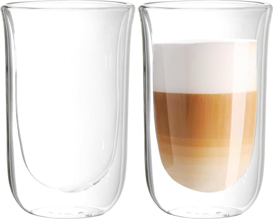 2 Pack Grote 15oz glazen koffiekopjes dubbelwandige thermo-geïsoleerde koffiekopjes glazen koffiemokken