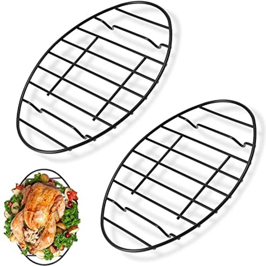 2-Pack Roosterrekken Niet-stick Ovaal 12x8 5 Keukenaccessoire voor Koken en Bakken