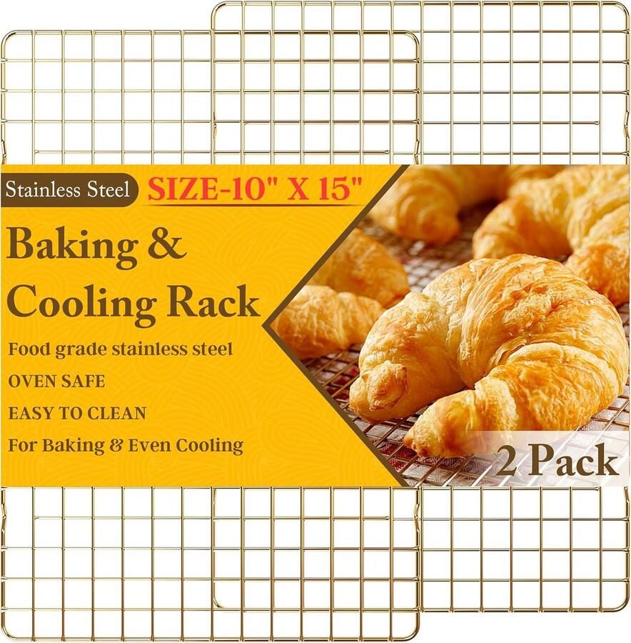 2-Pack RVS Koelrekken voor Bakken en Grillen Oven- en Vaatwasmachinebestendig