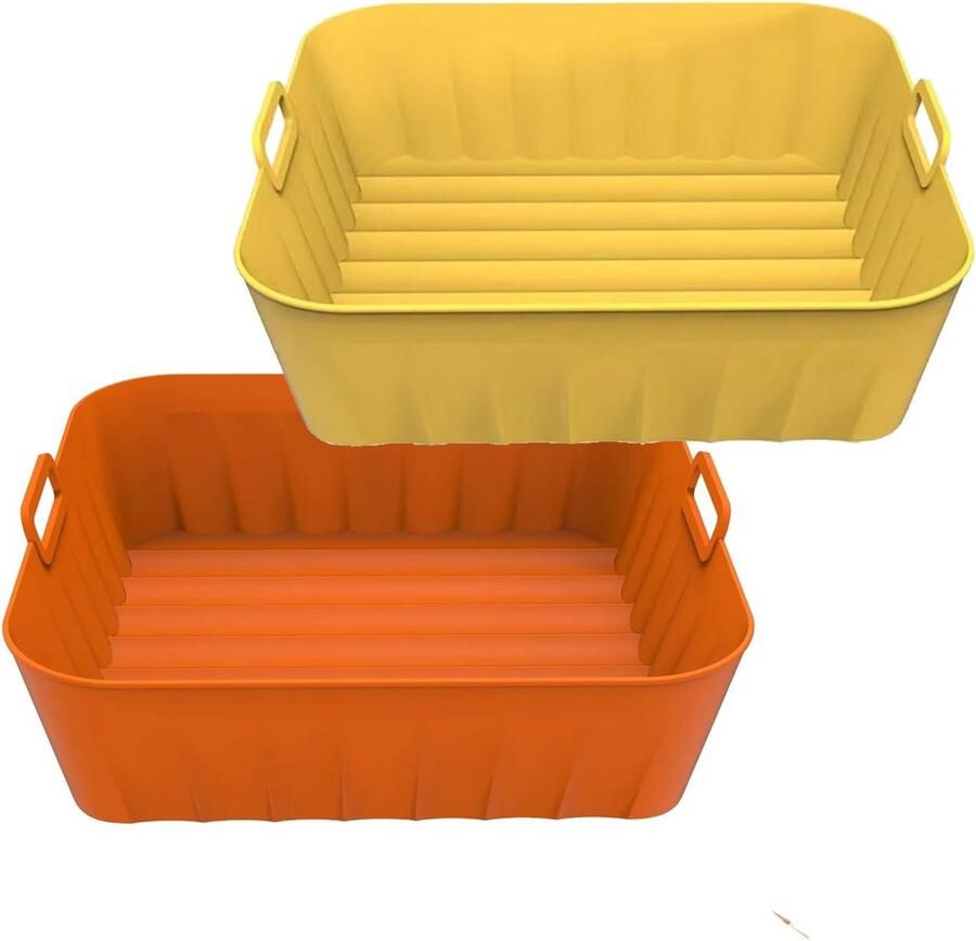 2-Pack Vierkante Siliconen Airfryer Mand Liners Herbruikbaar & Hittebestendig voor 3.8-6.5 QT