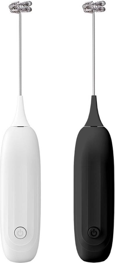2 pcs Elektrische melkopschuimer wit & zwart draadloos 304 roestvrij staal mini mixer voor koffie eiwit en milkshakes zonder batterij