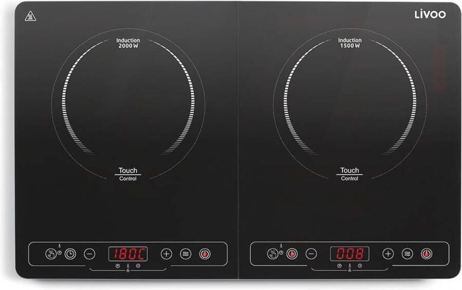 2-pits inductiekookplaat 3500W zwart Draagbare inductieplaat met verstelbaar vermogen