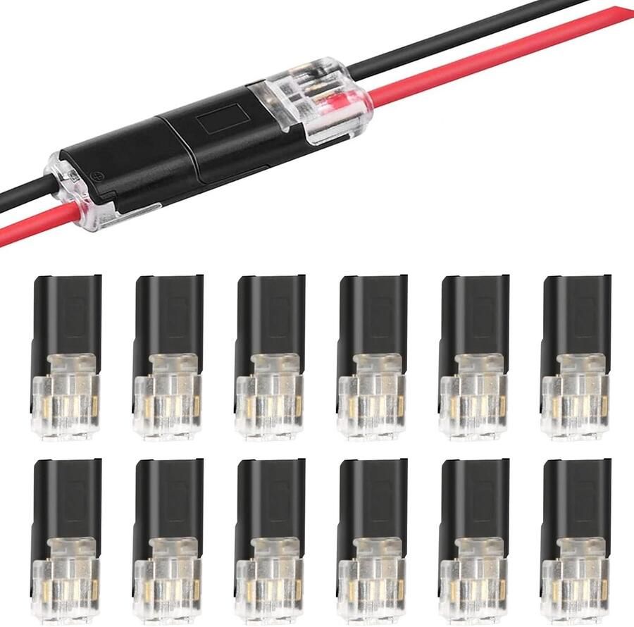 2-polige kabelconnectoren stekkers 12 stuks auto stekkers steekverbinding connectoren verbindingsklemmen 2-polig 18-24AWG draad snelsplijs connectoren kabel krimp aansluiting