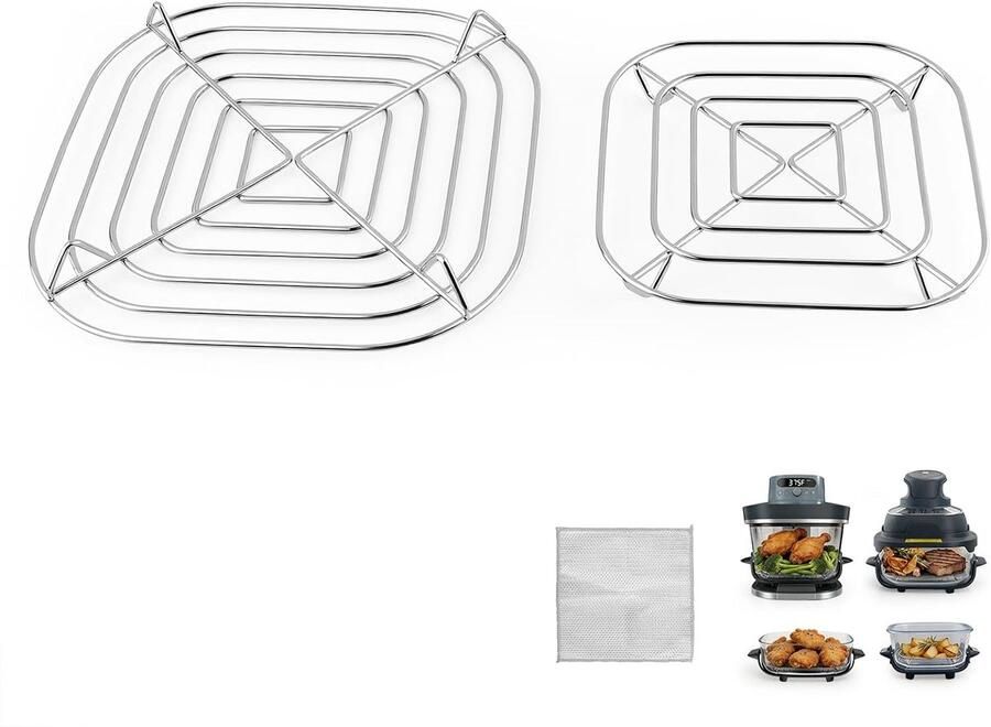 2 roestvrijstalen stoommandjes voor de Ninja CRISPi airfryer FN101 crisper-inzetstuk voor Ninja Crispi accessoires voor Ninja CRISPi glazen containers van 3 8L SUS304
