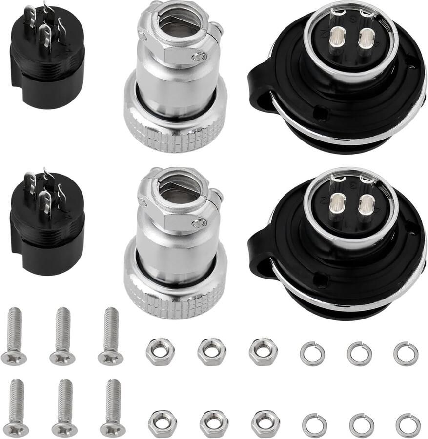2 Sets 4Pin Luchtvaart Connector Plug Adapter Flens Socket Elektrische Connector met Schroeven voor Auto Vrachtwagens Drones 19mm 250V 20A