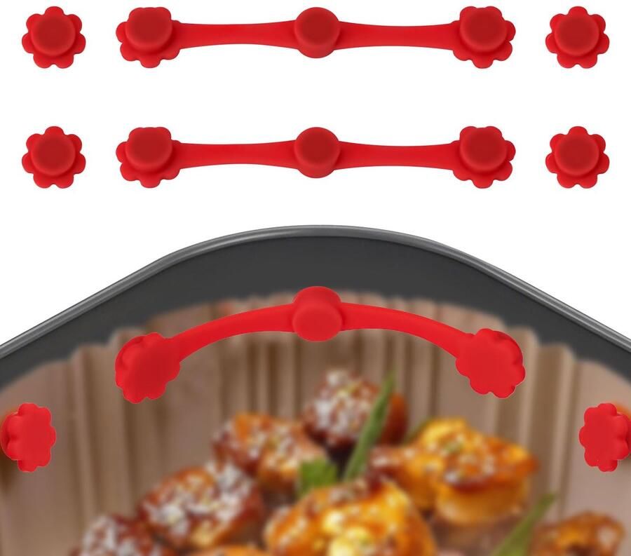 2 Sets Airfryer Magnet Silicone Buckle Airfryer Liners for Holding Baking Paper Flower Shapes Magnetic Holders Accessories To Prevent Disposable Paper From Burning