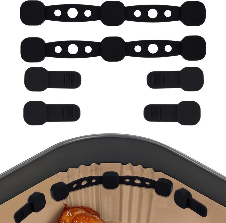 2 Sets Airfryer Magneten voor Bakpapier Siliconen Gesp Magnetische Houders om IJzeren Mand Voeringen & Papieren Voeringen te Bevestigen Hittebestendige Airfryer Accessoires (Zwart)