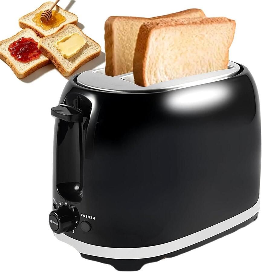 2 Sneden Broodrooster 850w Elektrische Broodrooster met 7 Bruiningsstanden en Automatische Pop-up Automatische Uitschakeling 38 mm Brede Sleuven Kruimellade Snoeropslag voor Thuiskeuken Feesten