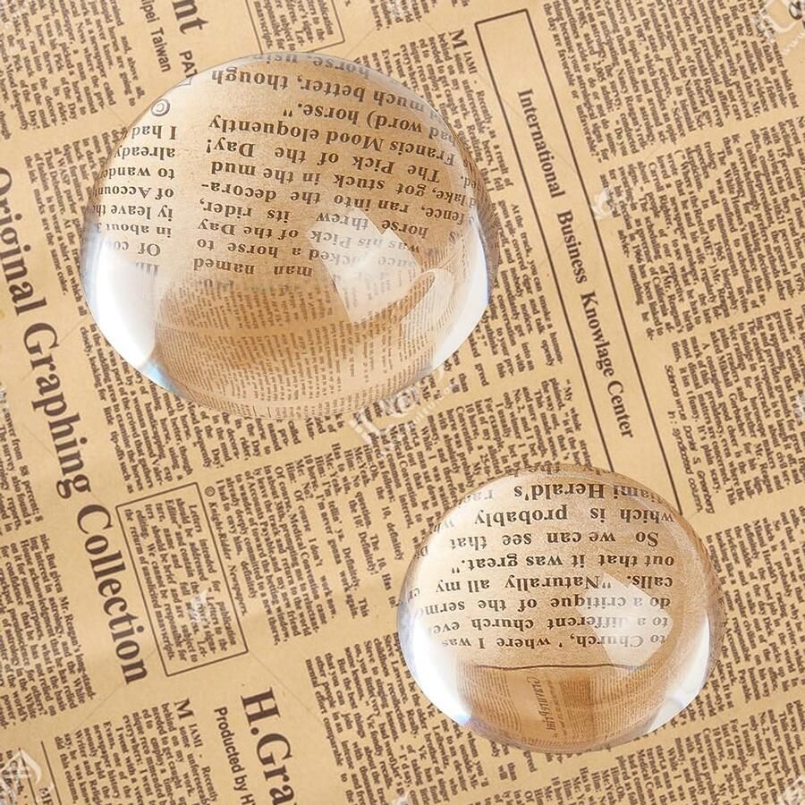 2 Stks 2 Stijlen Crystal Dome Vergrootglas Presse-papier Glas Vergrootglas Half Ball Lens voor Home Office Dispalay Decoraties Leeshulp 57x26mm 77x36mm