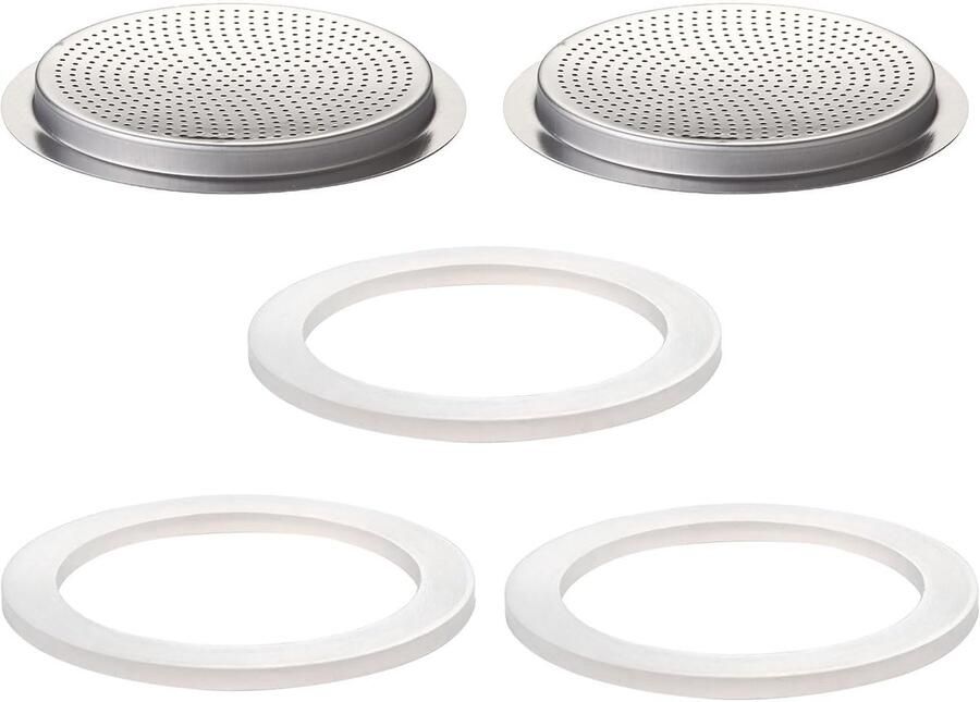 9 12 Cup Kookplaat Espresso Koffiezetapparaat Vervangende Onderdelen voor Rvs Moka Pot 2 Stks Filter met 4 Stks Siliconen Pakking Seals