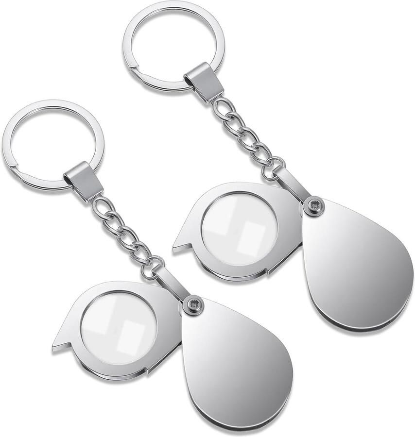 2 STKS Pocket Vergrootglas 20x Opvouwbare Mini Juweliersloep met sleutelhanger voor lezen sieraden hobby's wetenschap en verzamelen