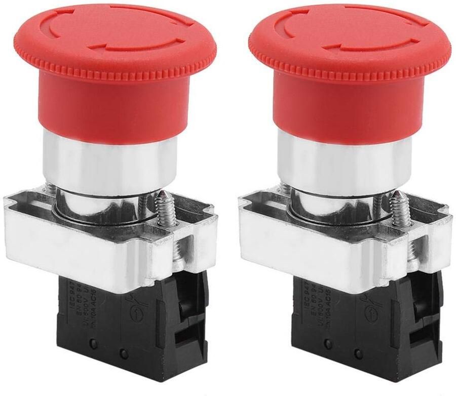 2 STKS Rood Bord Noodstopschakelaar Knop Stop Microschakelaar 22 MM