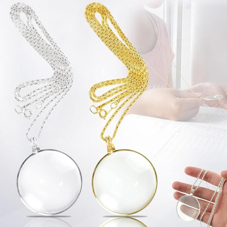 2 Stukken Vergrootglas Ketting Decoratie Lezen Monocle Lens Opknoping en Mode Vergrootglas Voor Het Lezen Van Boeken Kranten Werk of Reizen