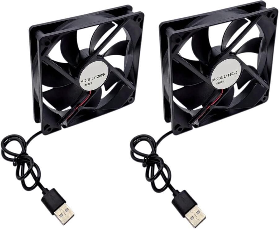 2 stuks 120 x 120 x 25 mm DC 12 V USB-ventilatoren 12 cm 0 08 A 1500 rpm 12025 glijlagers geluidsarme borstelloze DC-ventilator 120 mm voor ijsmachine ventilatorkachel koeler