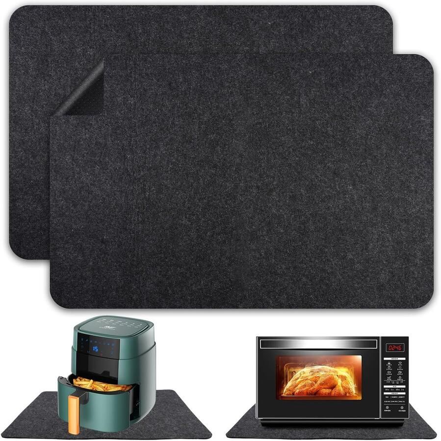 2 Stuks 44 X 30 cm Hittebestendige Onderlegger Heteluchtfriteuse Vuurvaste Onderlegger Antislip Keukenwerkblad Hittebeschermingsmat voor Koffiemachines Magnetrons