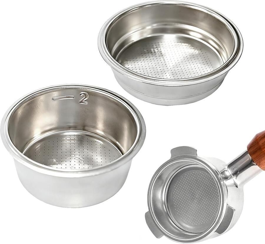 2 stuks 51 mm koffiefilter houder voor koffiefilter herbruikbare koffiefilter van roestvrij staal compatibel met Delonghi Breville en de meeste semi-automatische koffiezetapparaten fihouders