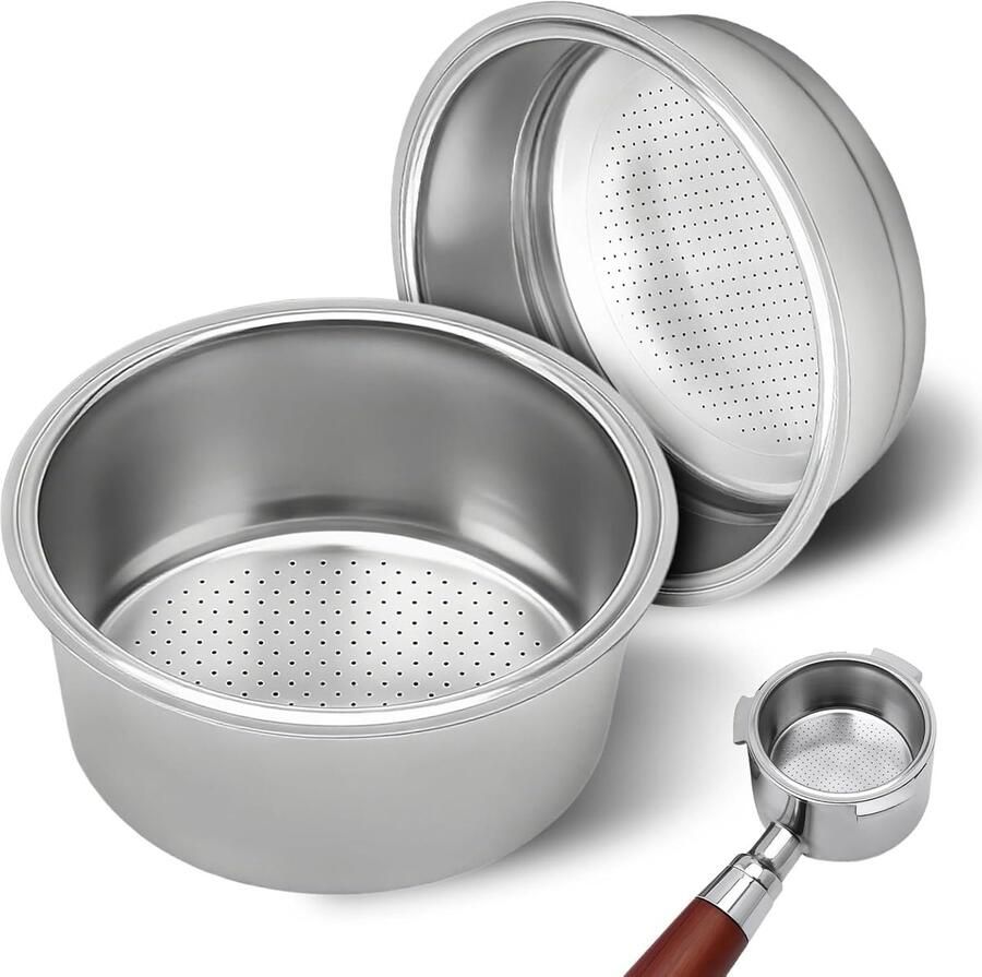 2 stuks 51mm koffiefilter van roestvrij staal 1- en 2-kopjes espresso koffiefilter filtermand herbruikbaar filtermand compatibel met Delonghi Dedica koffiemachines