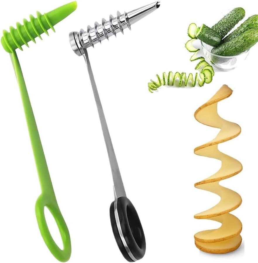 2 stuks aardappelspiraalsnijder aardappelspiraal geschikt voor creatief fruit aardappelen wortelen komkommers