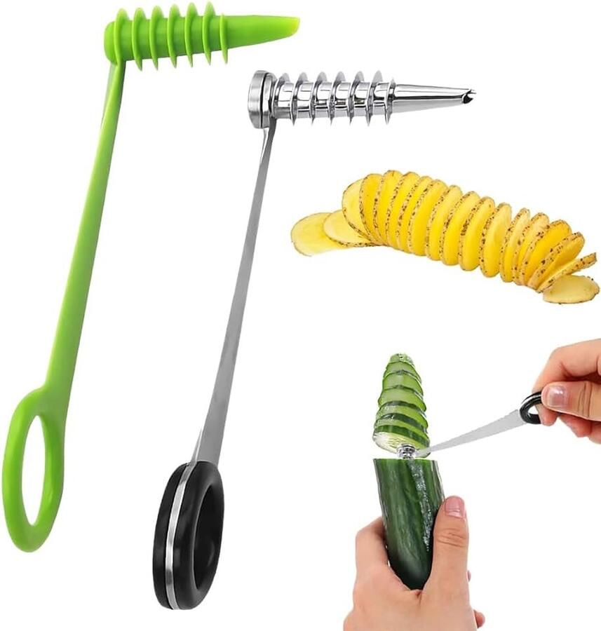 2 stuks aardappelspiraalsnijder groentesnijder spiraalsnijder groenteschiller van badstof komkommerschiller