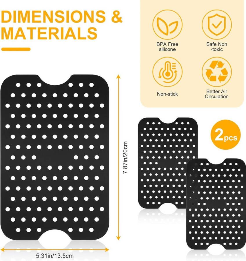 2 stuks Air Fryer Siliconen Pot Siliconen Air Fryer Liner Herbruikbare Non-Stick Air Fryer Basket Silicone Air Fryer accessoire voor thuis keuken