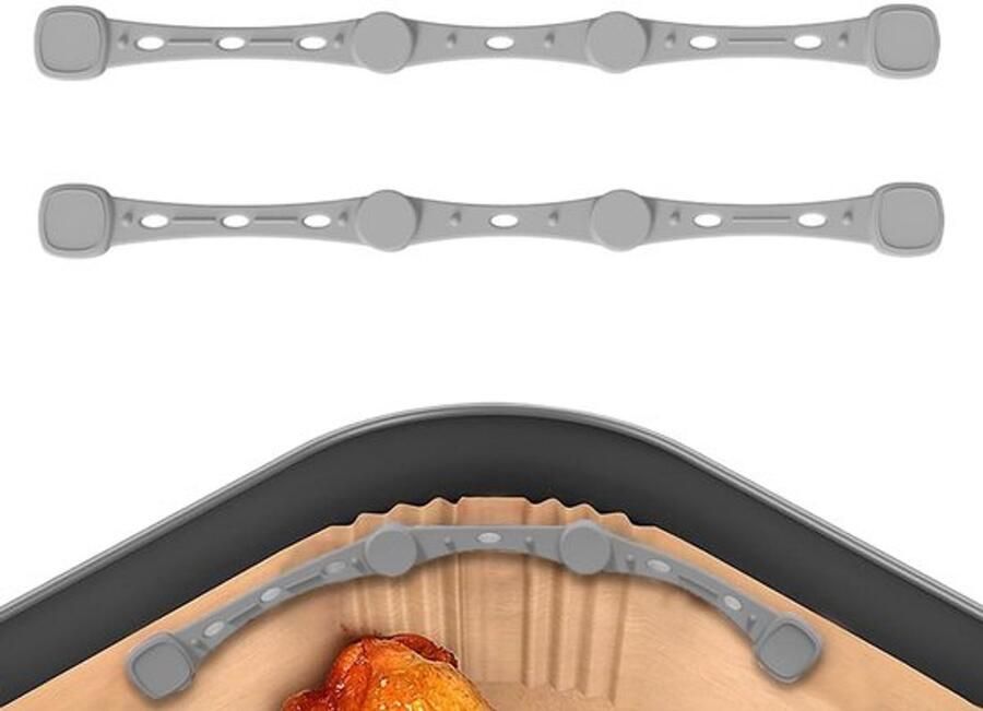 2 stuks Airfryer Magneten Hittebestendige Silicone magneetstrip Air Fryer Magnetische Gesp voor Perkamentpapier magnetische blokken herbruikbare airfryer accessoires grijs