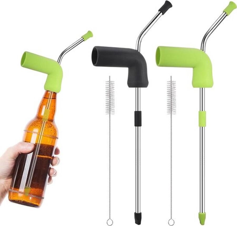 2 stuks biersnorkels biersnorkel bierbongtrechter 2 reinigingsborstels bierdispenser feestdispenser bar drinkgereedschap dubbele biersnackel biertap voor bierblikje