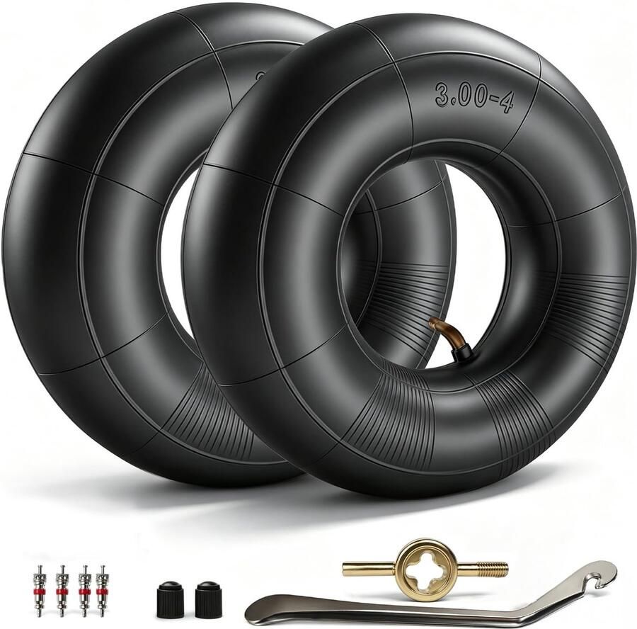 2 stuks binnenbanden 300-4 van rubber compatibel met banden van 260 x 85 mm geschikt voor kruiwagens en aanhangers beschikt over speciaal gereedschap voor de montage en demontage van wielen