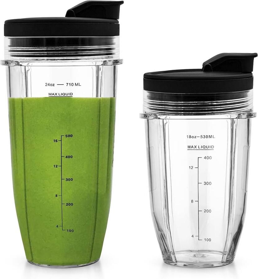 2 Stuks Blender Cups Vervangende met Deksels Compatibel met Auto-iQ Mixer BN800EU BN750EU BN495EU CB100EU CB350EU TB301EU TB401EU BN751 BN801 voor Ninja Blender Bekers Cups Replacement Accessories