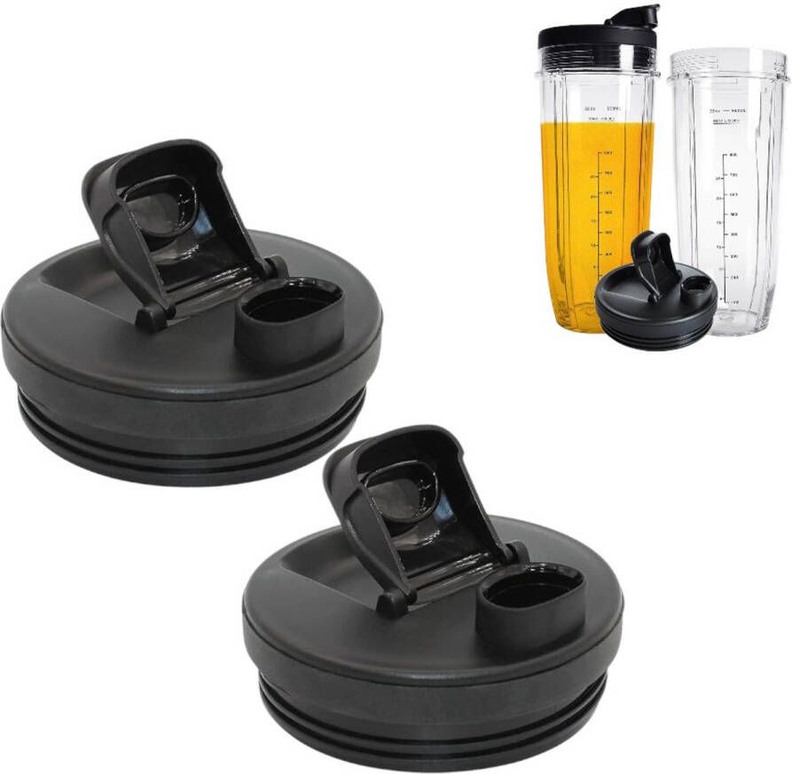 2 stuks Blender vervangende onderdelen deksel Compatibel voor 1000W Ninja Blender 3 35 inch deksel Past op BL450 BL454 Auto-iQ BL480 BL481 BL482 BL687 Zwart