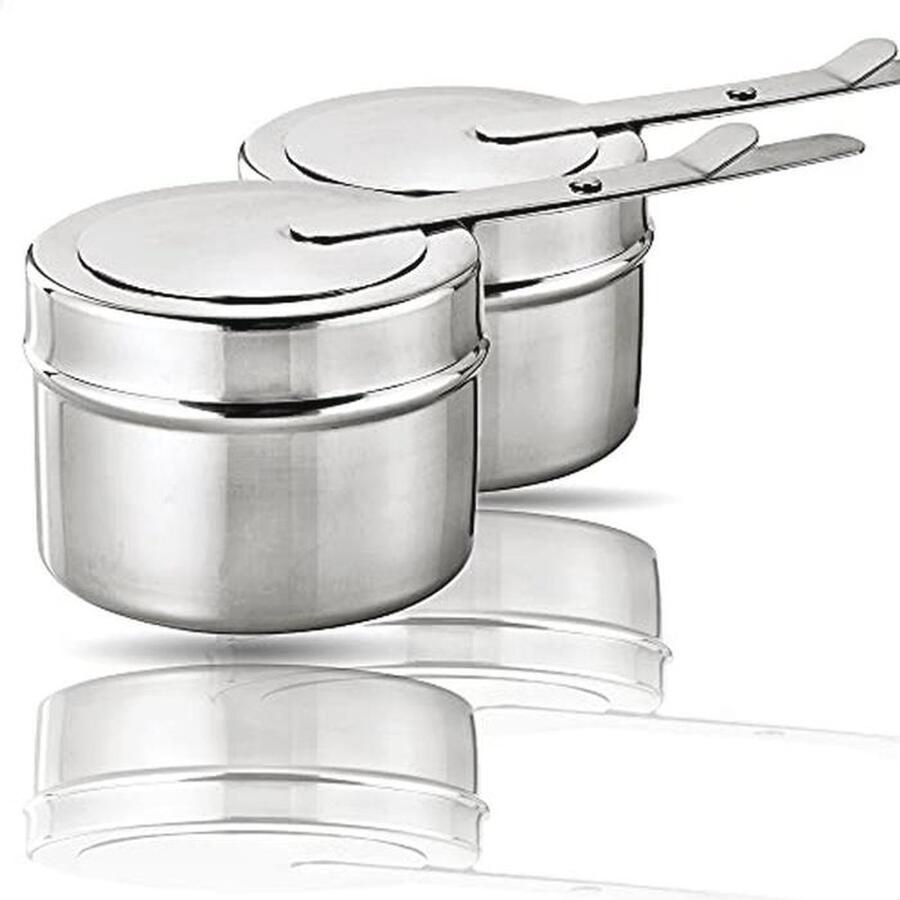 2 Stuks Brandcontainers voor Fondue en Chafing Dish Roestvrij Staal