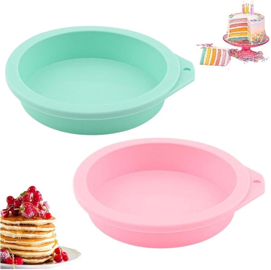2 stuks Cakevormen Siliconen cakevormen Eiervormen voor de airfryer Roze + Blauw Siliconen bakplaten voor eieren Accessoires voor de airfryer Bakplaten voor muffins Pannenkoekvormen
