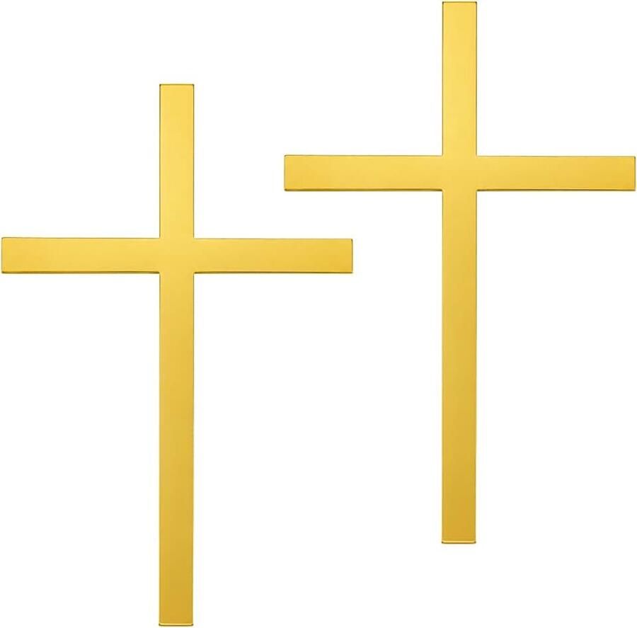 2 stuks Cross Cake Topper Acryl Spiegel Doop Cake Decoratie Goud voor Doop Feest Verjaardag Bruiloft DIY Taart Leveringen 15 3x9 8x1cm