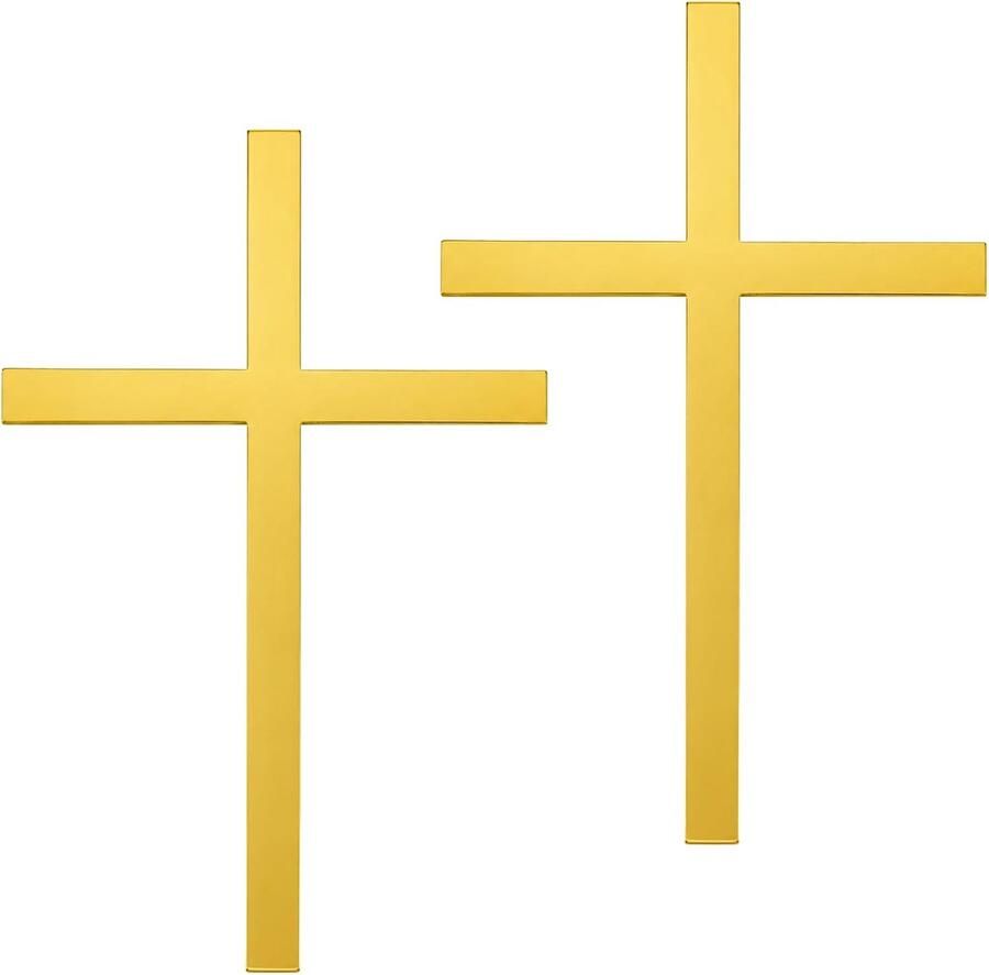 2 stuks Cross Cake Topper Acryl Spiegel Doop Cake Decoratie Goud voor Doop Feest Verjaardag Bruiloft DIY Taart Leveringen 15 3x9 8x1cm