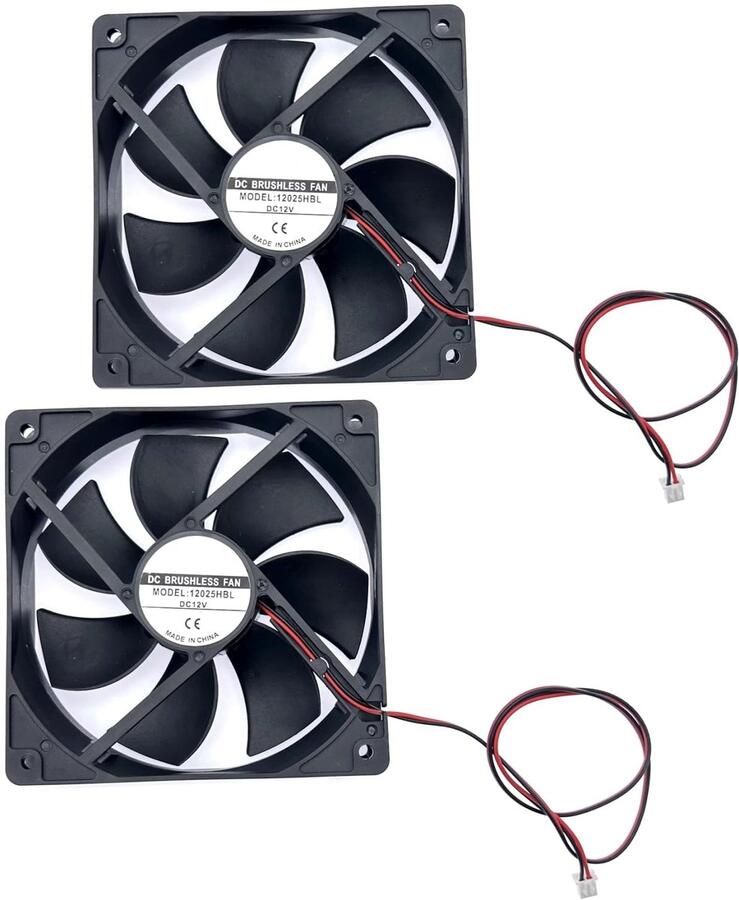 2 stuks DC 12 V ventilatoren 12 cm 12025 geluidsarme ventilator met dubbele kogellagers 120 mm borstelloze ventilator voor ijsmachine ventilatorkachel koeler pc-behuizingsventilator 120 x 25