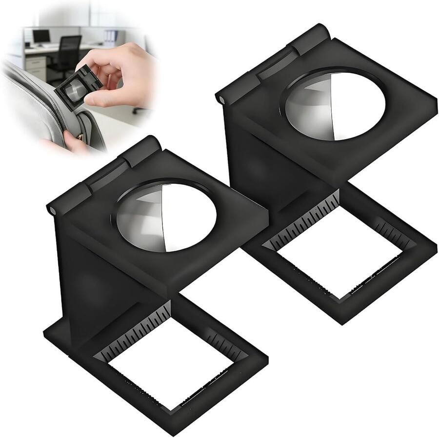 2 stuks draadteller mini-vergrootglas met 10-voudige vergroting 10 x zakloep opvouwbaar met standaard horlogemakerloep voor naaien textiel sieraden horlogemakerswerk en precisiemeting