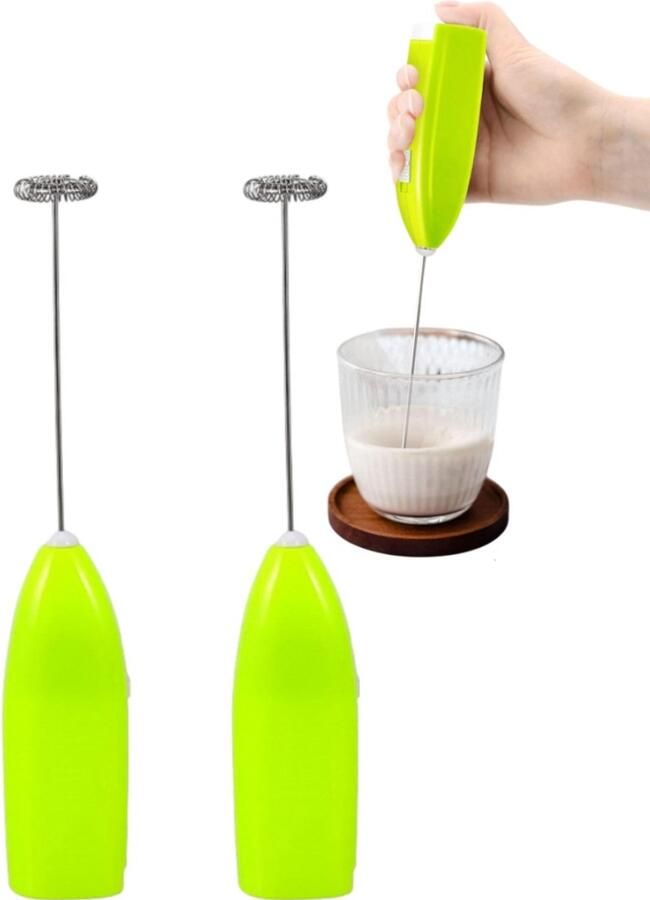2 stuks Elektrische koffieblender Draagbaar ontwerp Handheld eierklopper melkopschuimer Neem 2 AA-batterijen mee.-19 5 x 3 5 x 2 5 cm Perfect voor het thuis mixen van koffie dranken en eenvoudige ingrediënten Groen