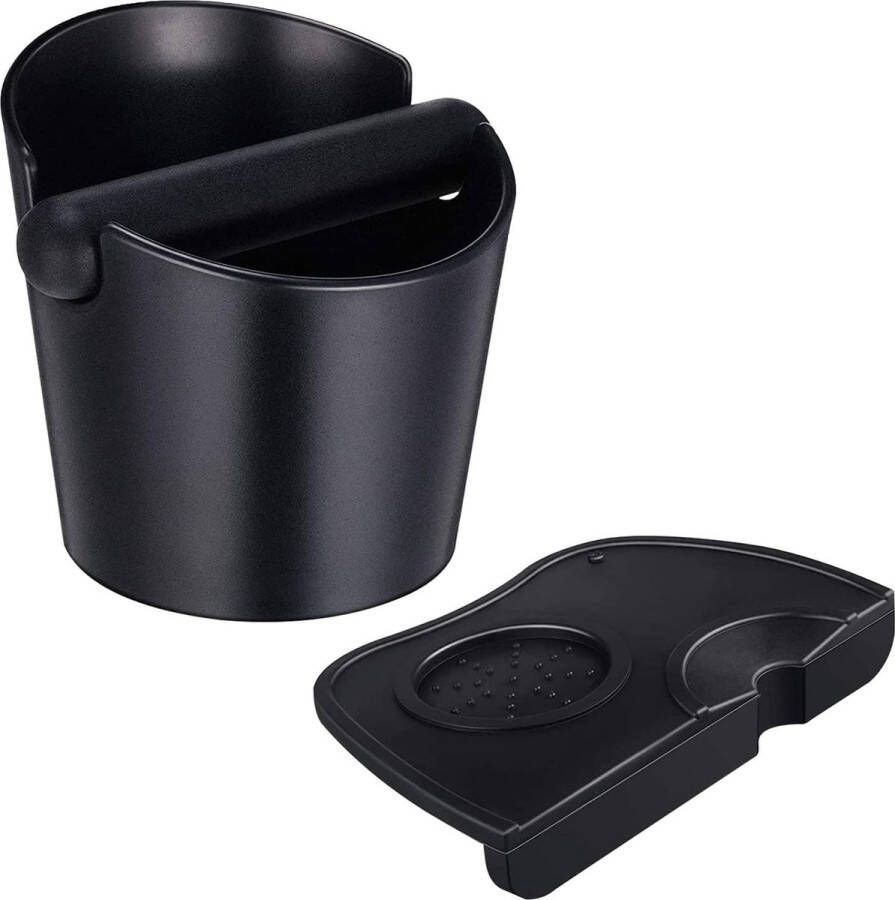 Relaxdays 2 stuks espresso-afklopcontainers zeefhouders en koffietamper mat siliconen Knock Box espresso afslagdoos aanstampmat anti-slip afslagcontainer voor elke barista-accessoires