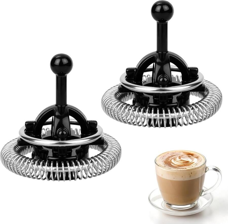 2 stuks garde geschikt voor Aeroccino 3 4 Plus-duurzame constructie van roestvrij staal-Aeroccino 4-onderdelen voor melkopschuimer-vervangende garde-roestvrij staal (zwart)