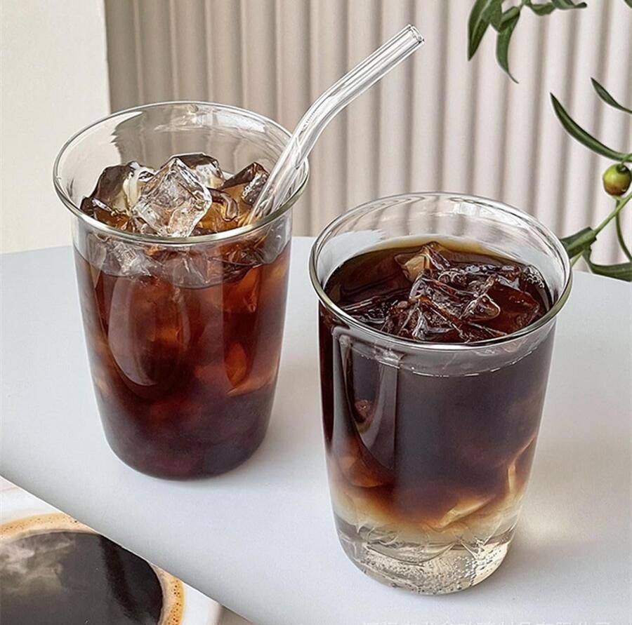 2 Stuks Glazen Koffie Mokken Vintage Drinkglazen Ijskoffie Glazen Bierglazen Koffie Mok voor Latte Cappuccinos 460ml
