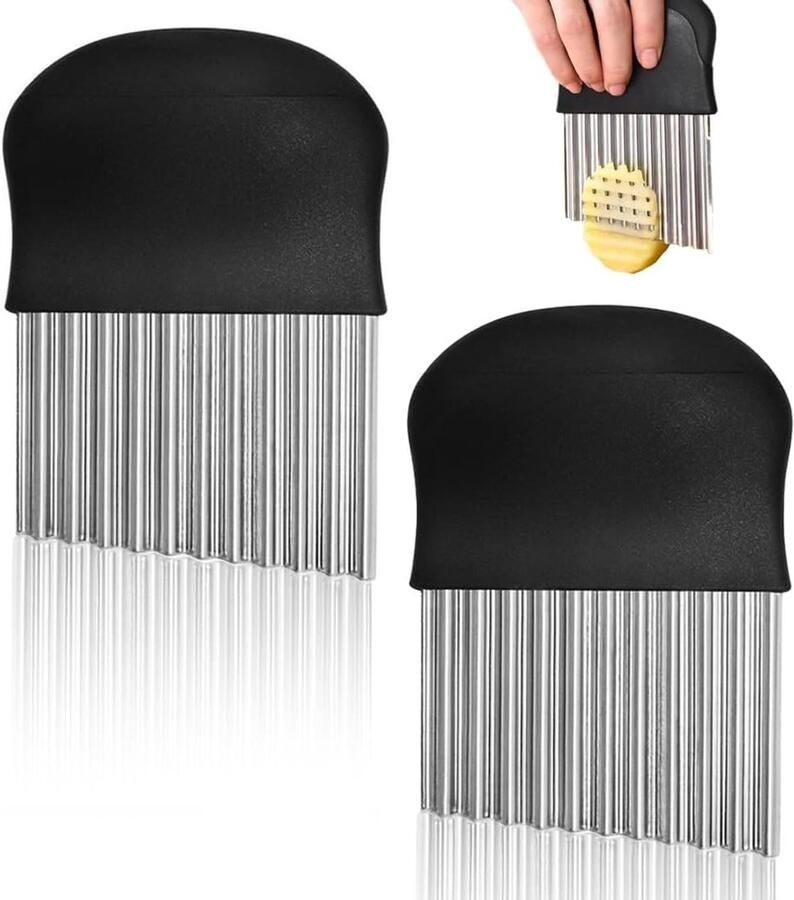 2 stuks golfsnijders ribbelmes golfmes gegolfd snijmes ribbelmes van roestvrij staal golfsnijder voor groenten en fruit