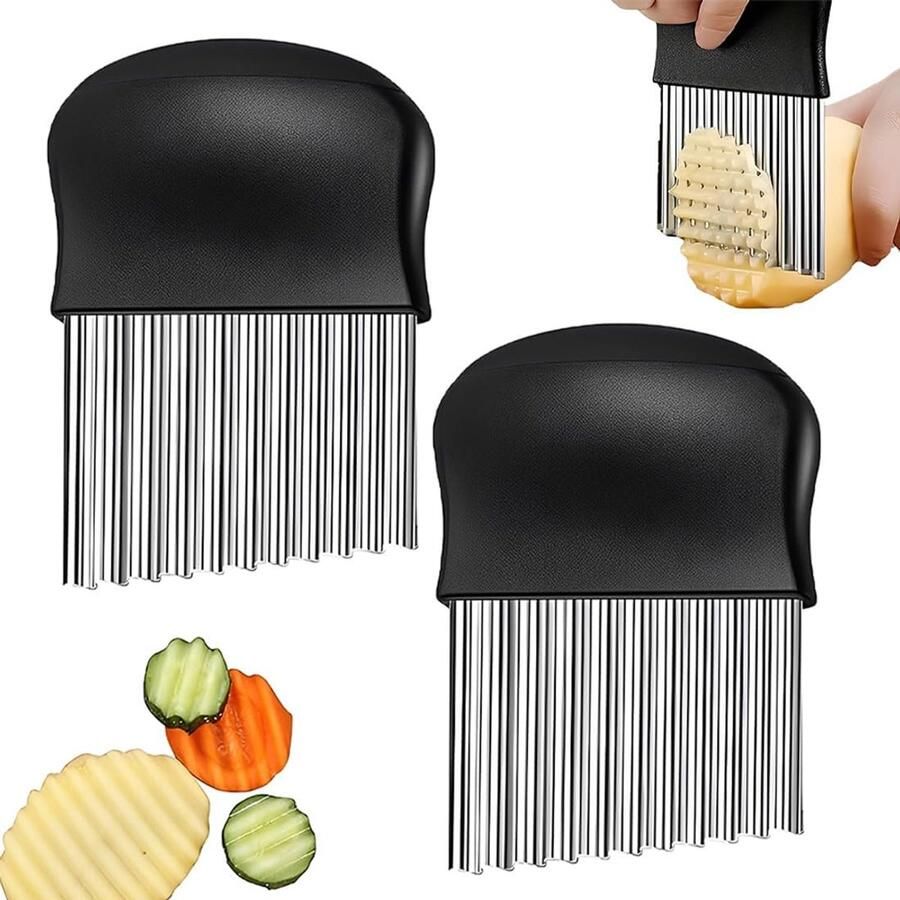 2 stuks golfsnijders roestvrij staal golfsnijder voor aardappelen golfmessen voor het snijden van friet en groenten golfsnijder set voor keuken en koken