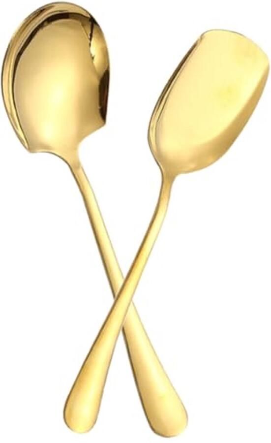 2 Stuks Gouden Serveergerei Lepels voor Restaurant en Thuisgebruik