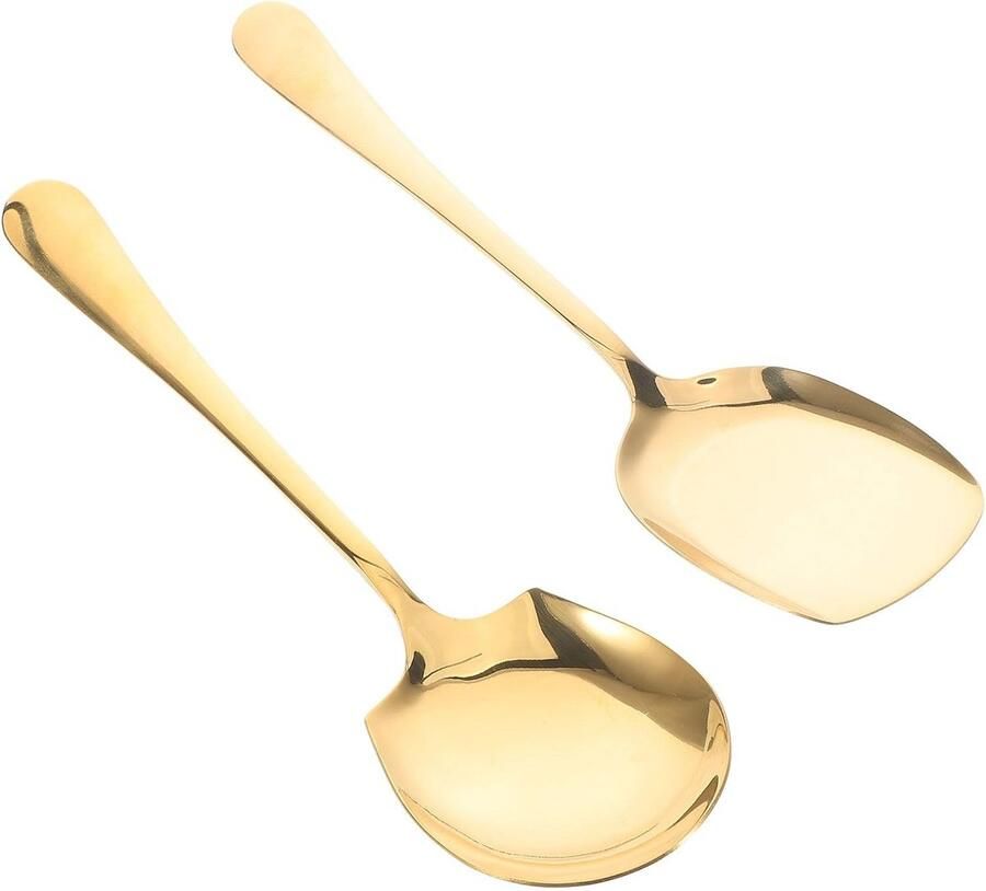 2 Stuks Gouden Serveergerei Lepels voor Restaurant en Thuisgebruik