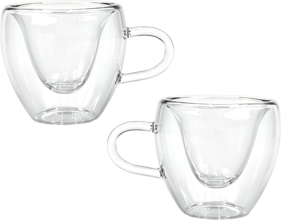 2 stuks hartvormige dubbelwandige glazen koffiekopjes met handvat 80 ml espressokopjes helder borosilicaatglas geschikt voor cappuccino thee en melk