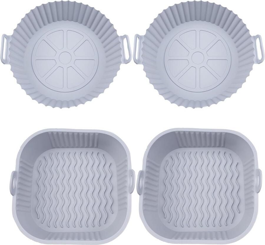 2 Stuks Herbruikbare Siliconen Vorm voor Airfryer & Oven Vierkant & Rond Mand Accessoire
